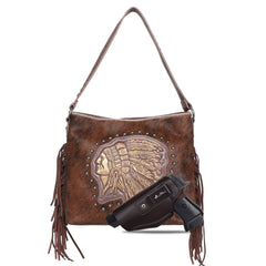 MWT118-H918 Trinity Ranch Hair-On Cowhide Indian Chief Collection Concealed Carry Hobo