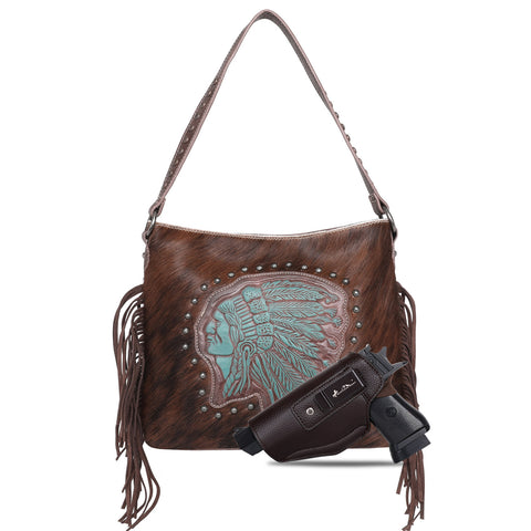 MWT118-H918 Trinity Ranch Hair-On Cowhide Indian Chief Collection Concealed Carry Hobo