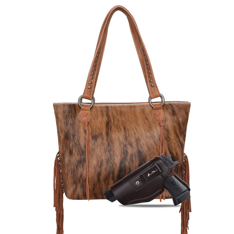MWT121-H8317  Trinity Ranch Hair-On Cowhide Collection Concealed Carry Tote