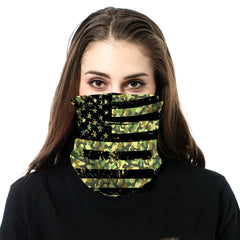 NFC-9009 Camo Flag Design Print Neck Gaiter Face Mask Reusable, Washable Bandana /Head Wrap Scarf-1Pcs/Pack