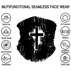 NFC-9019 Cross Print Neck Gaiter Face Mask Reusable, Washable Bandana /Head Wrap Scarf-1Pcs/Pack