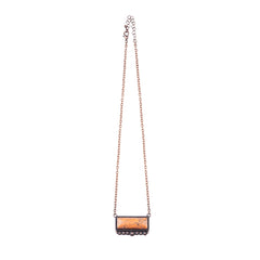 Necklace NKY220530-08  Western Rectangle Stone Pendant Copper Necklace 18"