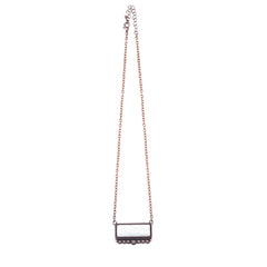 Necklace NKY220530-08  Western Rectangle Stone Pendant Copper Necklace 18"