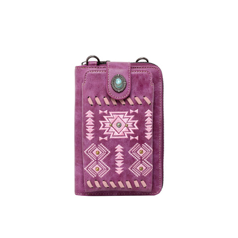 PHD-121 American Bling Embroidered Collection Phone Wallet/Crossbody - Purple