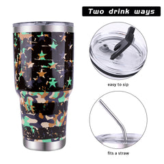 QCB-002  Montana West Camo Stars Design Stainless Steel Tumbler Mug