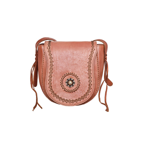 RLC-L152 Montana West Real Leather Concho Collection Crossbody Bag