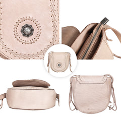 RLC-L152 Montana West Real Leather Concho Collection Crossbody Bag