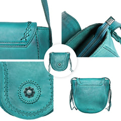 RLC-L152 Montana West Real Leather Concho Collection Crossbody Bag