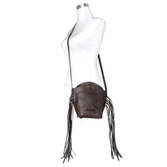 RLC-L155 Montana West Real Leather Fringe Crossbody Bag