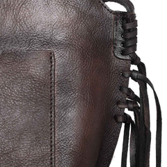 A&A-843A Montana West Hand Tooled 100% Genuine Leather Fringe