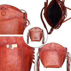 RLC-L155 Montana West Real Leather Fringe Crossbody Bag