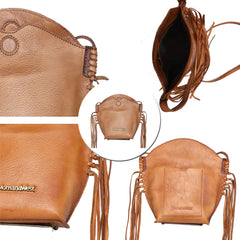 RLC-L155 Montana West Real Leather Fringe Crossbody Bag