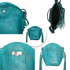 RLC-L155 Montana West Real Leather Fringe Crossbody Bag