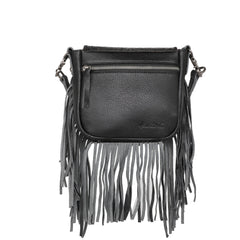 RLC-L159 Montana West Genuine Leather Tooled Collection Fringe Crossbody