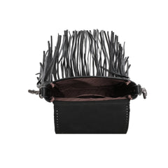 RLC-L159 Montana West Genuine Leather Tooled Collection Fringe Crossbody