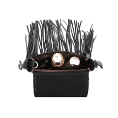 RLC-L159 Montana West Genuine Leather Tooled Collection Fringe Crossbody