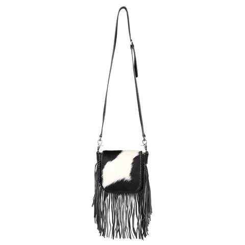 RLC-L161 Montana West Genuine Leather Hair-On Collection Fringe Crossbody