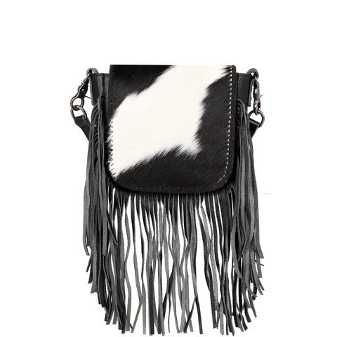 RLC-L161 Montana West Genuine Leather Hair-On Collection Fringe Crossbody