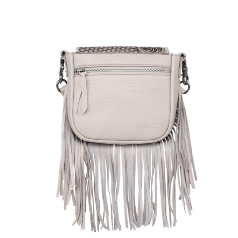 RLC-L162 Montana West Genuine Leather Tooled Collection Fringe Crossbody