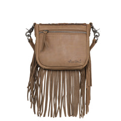 RLC-L168 Montana West Genuine Leather Tooled Collection Fringe Crossbody