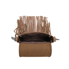 RLC-L168 Montana West Genuine Leather Tooled Collection Fringe Crossbody