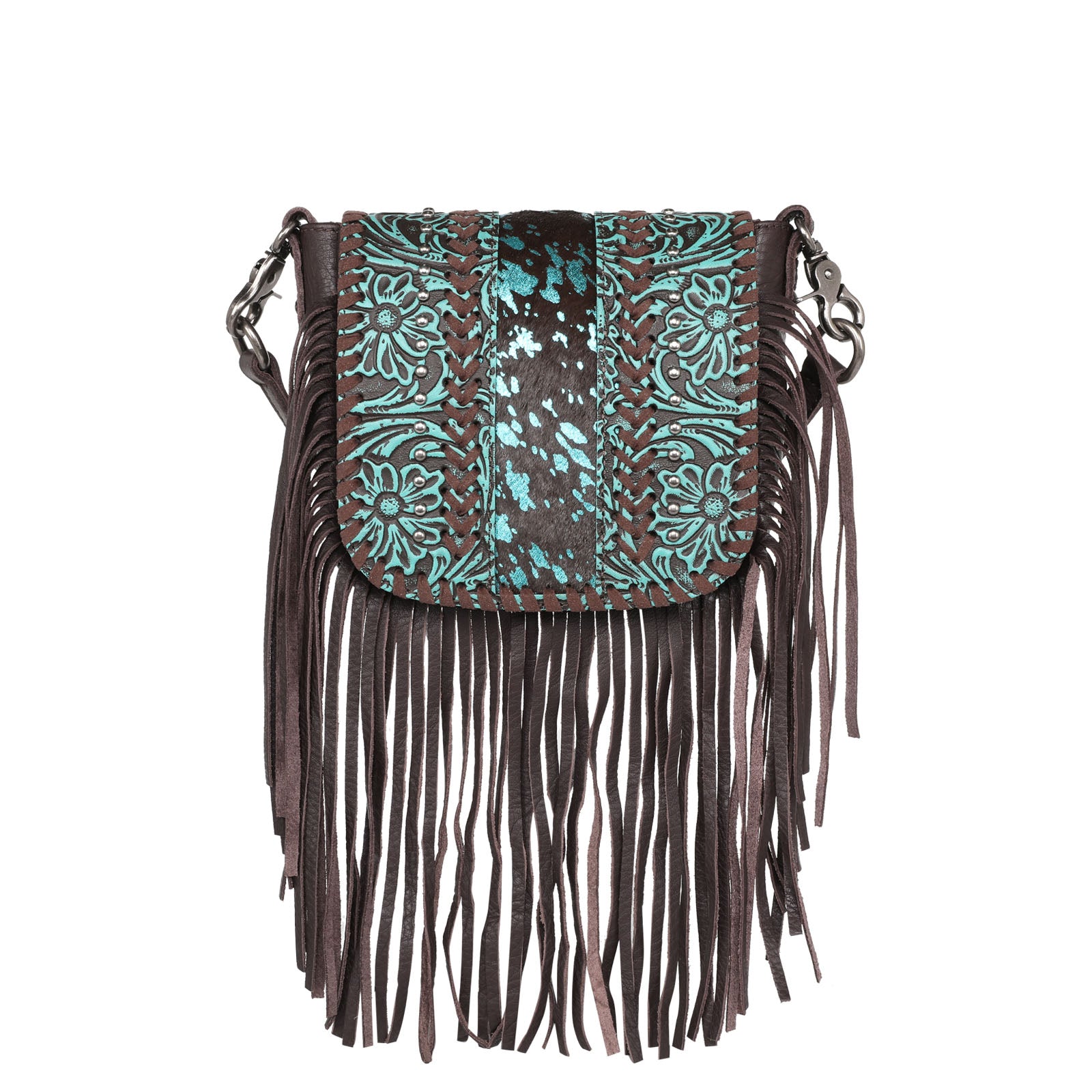 Turquoise Fringe Clear Purse