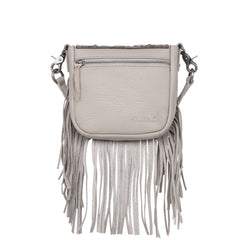 RLC-L168 Montana West Genuine Leather Tooled Collection Fringe Crossbody