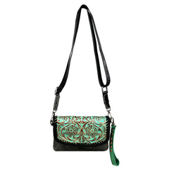 RLL-004 Montana West 100% Genuine Leather Tooled Collection Clutch/Crossbody