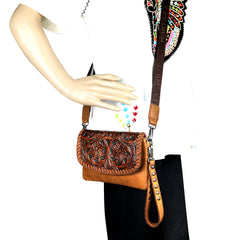 RLL-004 Montana West 100% Genuine Leather Tooled Collection Clutch/Crossbody