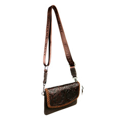 RLL-004 Montana West 100% Genuine Leather Tooled Collection Clutch/Crossbody
