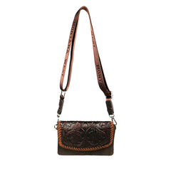 RLL-004 Montana West 100% Genuine Leather Tooled Collection Clutch/Crossbody