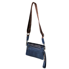 RLL-004 Montana West 100% Genuine Leather Tooled Collection Clutch/Crossbody