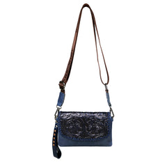 RLL-004 Montana West 100% Genuine Leather Tooled Collection Clutch/Crossbody