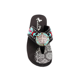 SSE101-S099  Mandala Aztec Embroidered Wedge Flip-Flop By Pairs
