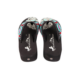 SSE101-S099  Mandala Aztec Embroidered Wedge Flip-Flop By Pairs