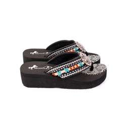 SE102-S095   Mandala Hand-Stitch Wedge Flip-Flop By Case