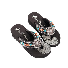 SE102-S095   Mandala Hand-Stitch Wedge Flip-Flop By Case