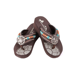 SE102-S095   Mandala Hand-Stitch Wedge Flip-Flop By Case