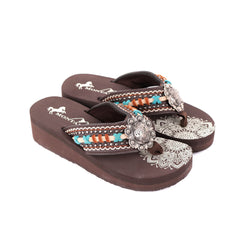 SE102-S095   Mandala Hand-Stitch Wedge Flip-Flop By Case