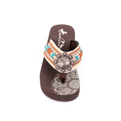 SE102-S095   Mandala Hand-Stitch Wedge Flip-Flop By Case