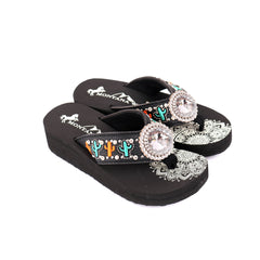 SE103-S037  Mandala Cactus Wedge Flip-Flop By Case