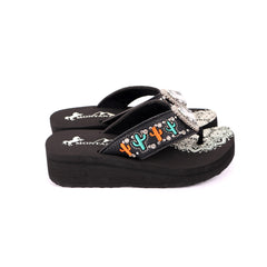 SE103-S037  Mandala Cactus Wedge Flip-Flop By Case