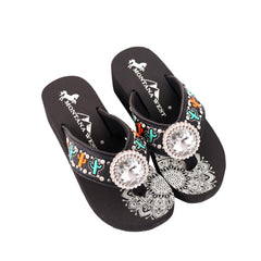 SE103-S037  Mandala Cactus Wedge Flip-Flop By Case