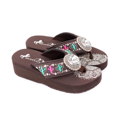 SE103-S037  Mandala Cactus Wedge Flip-Flop By Case