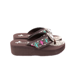 SE103-S037  Mandala Cactus Wedge Flip-Flop By Case