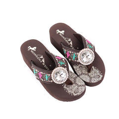 SE103-S037  Mandala Cactus Wedge Flip-Flop By Case