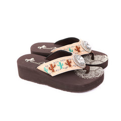SE103-S037  Mandala Cactus Wedge Flip-Flop By Case
