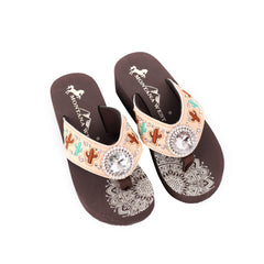 SE103-S037  Mandala Cactus Wedge Flip-Flop By Case