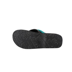 SE109-S001  Mandala Silver Floral Rhinestones Concho Embroidered Wedge Western Flip-Flop By Case