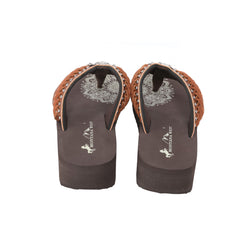 SE109-S001  Mandala Silver Floral Rhinestones Concho Embroidered Wedge Western Flip-Flop By Case